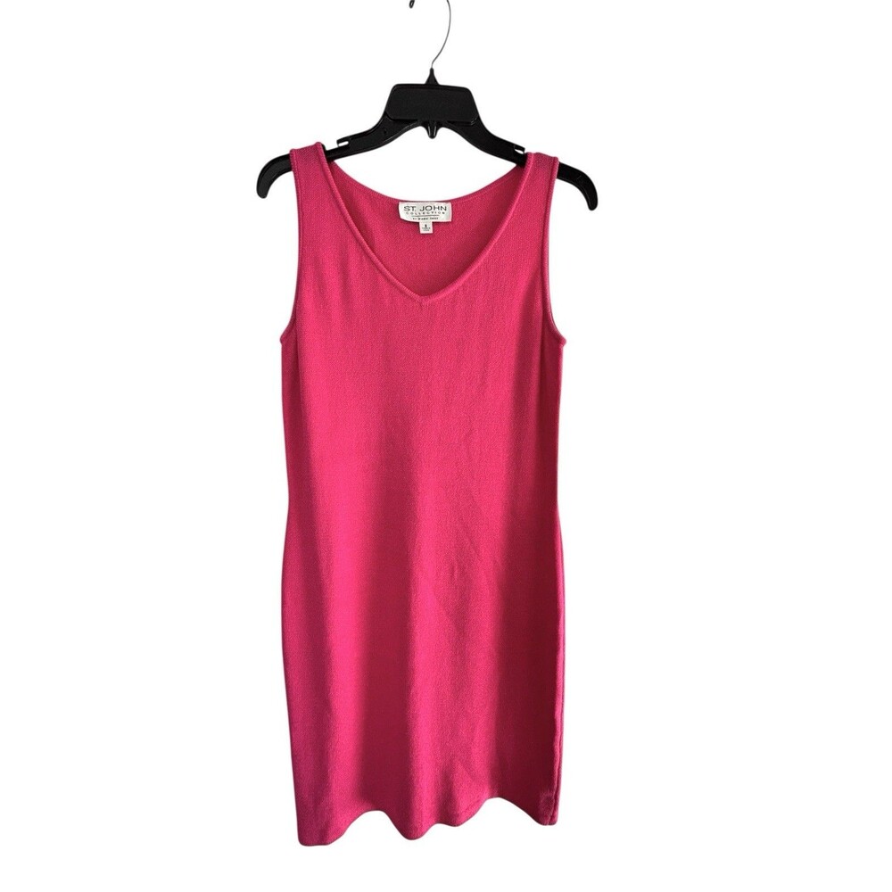 St. John Collection Fuchsia Pink Sleeveless Midi Dress